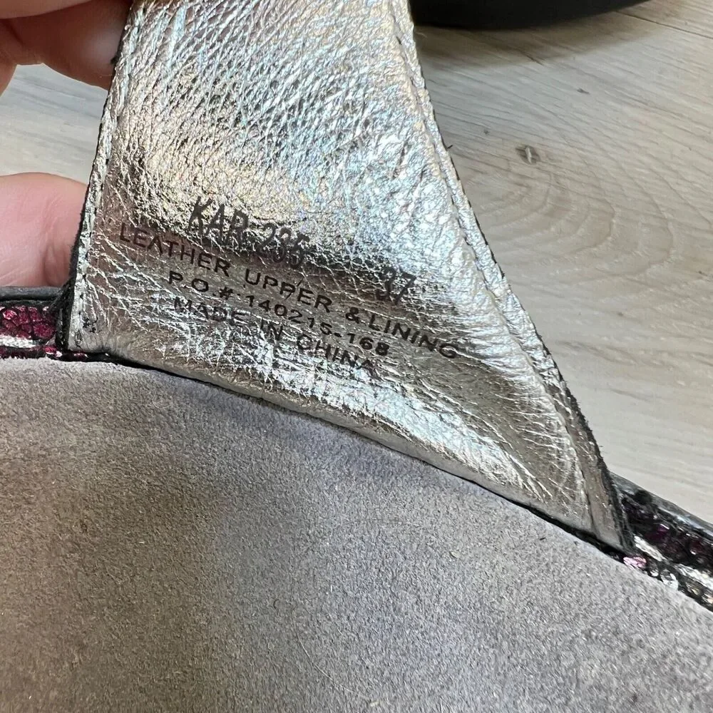 Alegria Karmen KAR-235 EU 37 7 -7.5  Pink‎ Purple Metallic Leather Slide Sandals